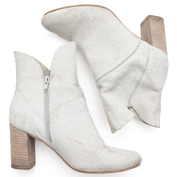 Seychelles Women's White Textured Block Heel Ankle Boots 9 - Picture 4 of 9